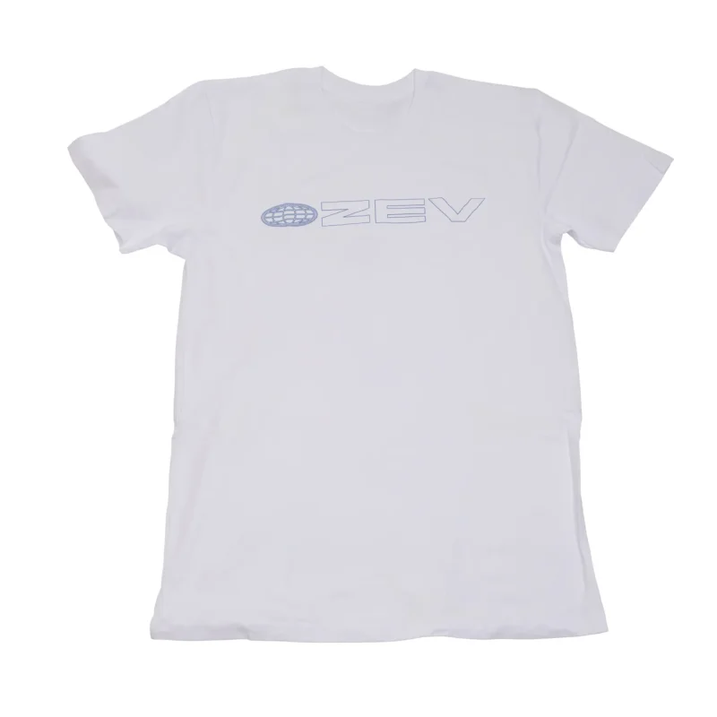 A white ZEV World Tee.