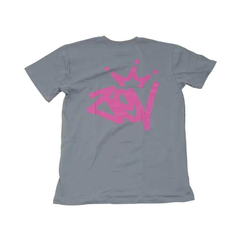 The front of a blue Zev Crown Tag Tee.