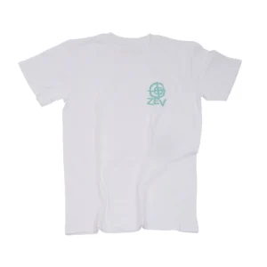 A white ZEV Target Tee.