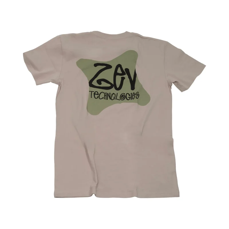The back of a bone color ZEV Ztussy Shirt