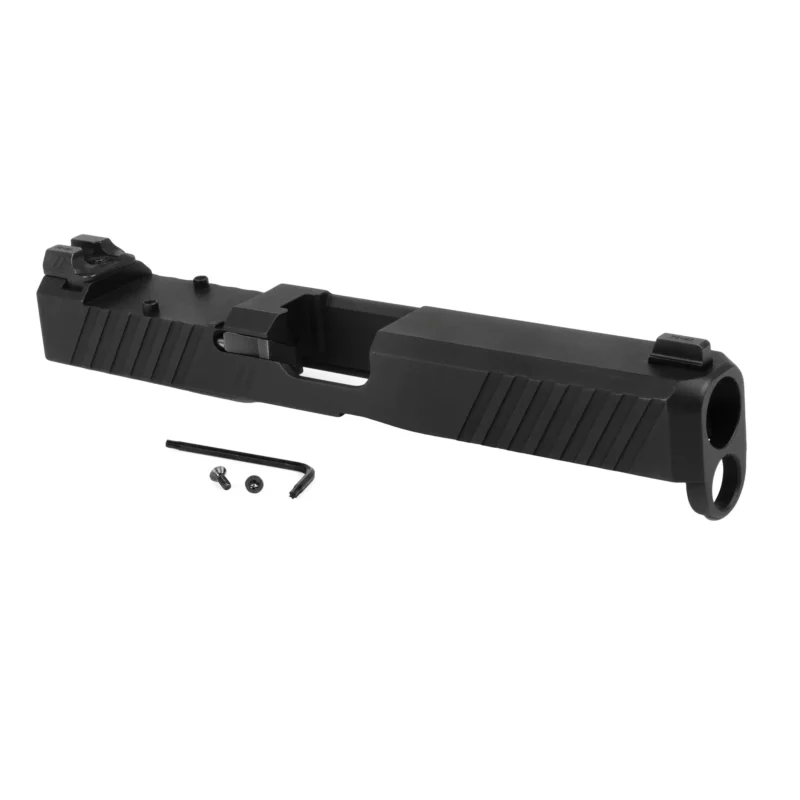 ZEV Z17 Duty Complete Slide With Rmr Cut, 5th Gen, Black With Optic Screws Pointing Right.