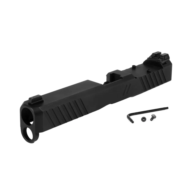 ZEV Z17 Duty Complete Slide With Rmr Cut, 5th Gen, Black With Optic Screws Pointing Left.
