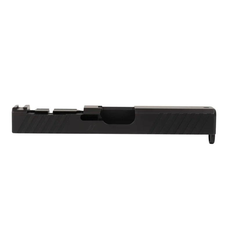 ZEV Z19 DUTY STRIPPED SLIDE WITH ACRO CUT FOR GLOCK 19 Gen 1-3. Right side view.