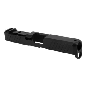 ZEV Z19 DUTY STRIPPED SLIDE WITH ACRO CUT FOR GLOCK 19 Gen 5. Right 3/4 front view.