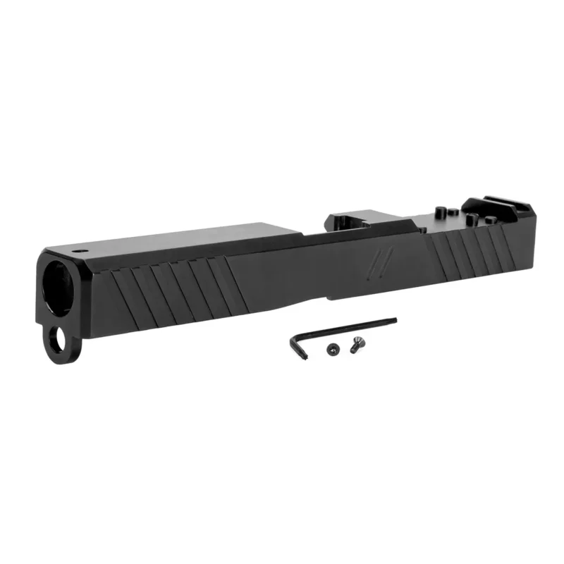 ZEV Z17 DUTY STRIPPED SLIDE WITH DeltaPoint Pro CUT FOR GLOCK 17 Gen 1-3. left 3/4 front view.