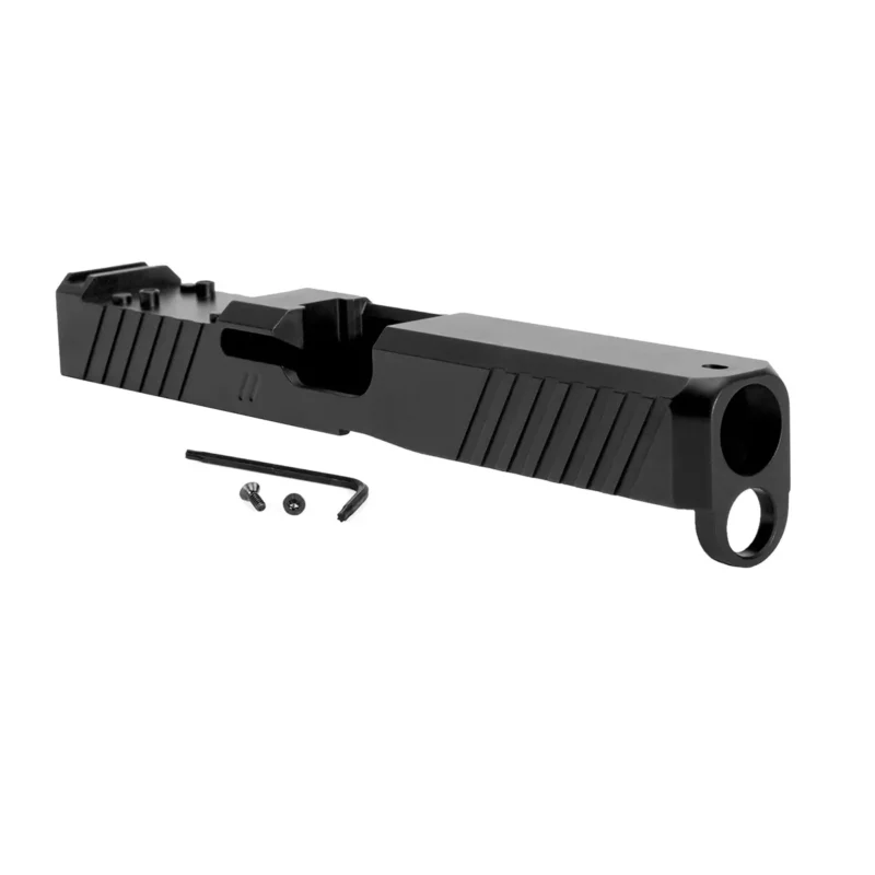 ZEV Z17 DUTY STRIPPED SLIDE WITH DeltaPoint Pro CUT FOR GLOCK 17 Gen 5. Right 3/4 front view.
