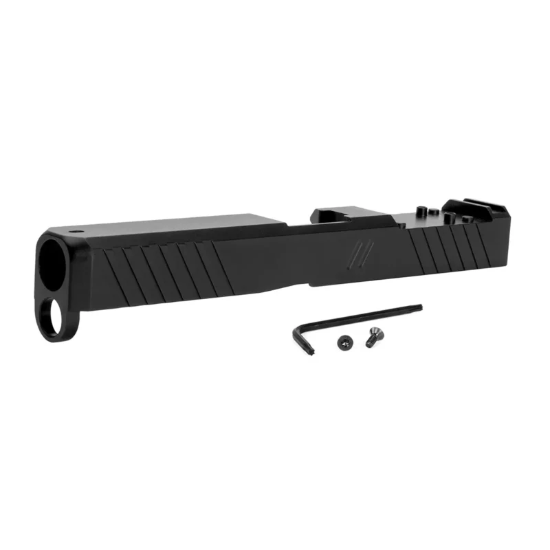ZEV Z17 DUTY STRIPPED SLIDE WITH DeltaPoint Pro CUT FOR GLOCK 17 Gen 5. left 3/4 front view.