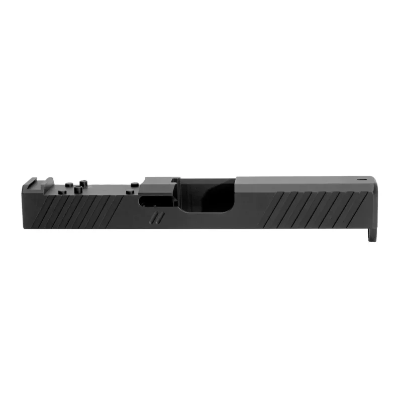 ZEV Z19 DUTY STRIPPED SLIDE WITH DeltaPoint Pro CUT FOR GLOCK 19 Gen 1-3. right view.