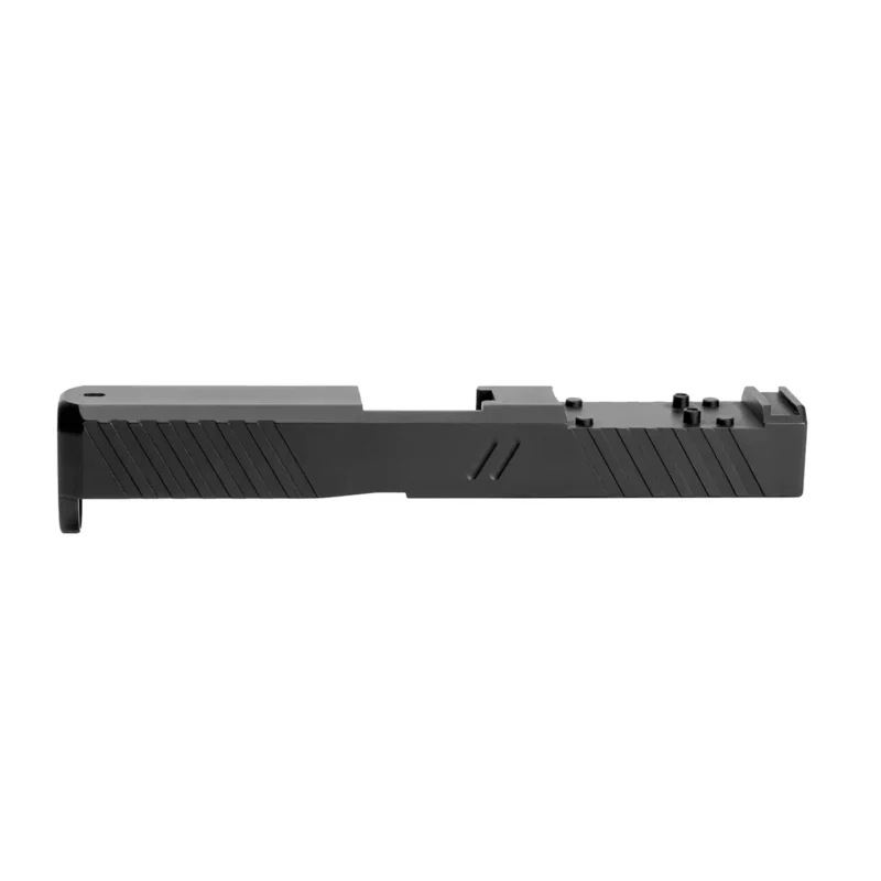 ZEV Z19 DUTY STRIPPED SLIDE WITH DeltaPoint Pro CUT FOR GLOCK 19 Gen 5. right view.
