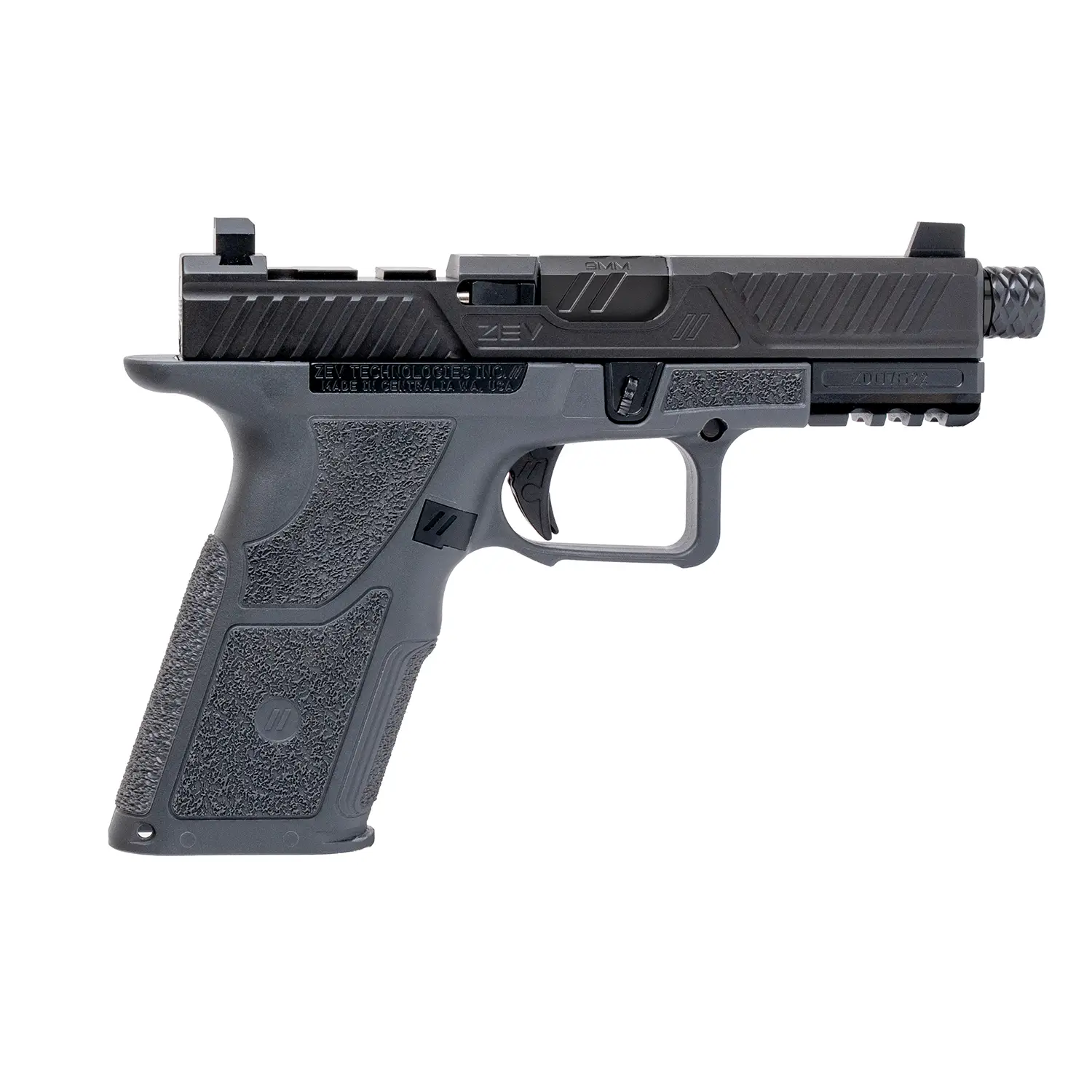 ZEV TECHNOLOGIES OZ9 V2 CITADEL Pistol with threaded barrel Right Side.