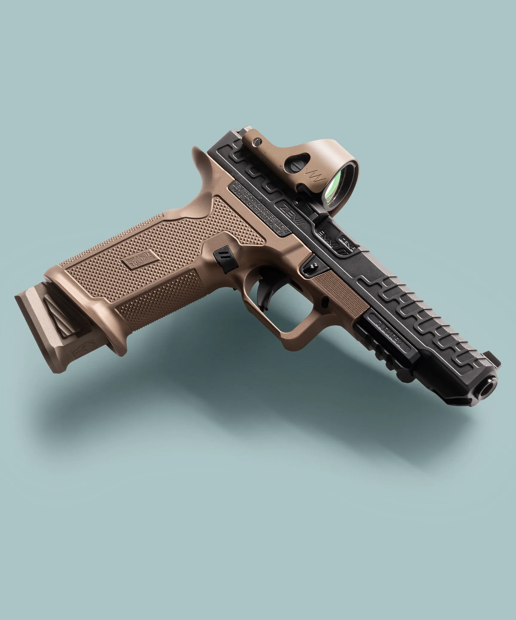 OZ Doom XL pistol with optic on a blue background
