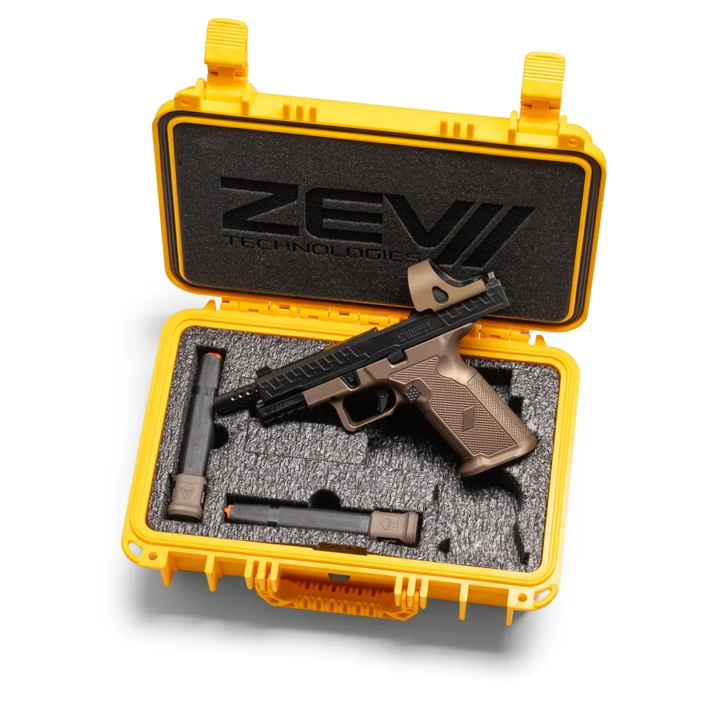 OZ9 V2 ELITE PISTOL – WRMFZY OZ DOOM XL, hard case open with pistol and magazines